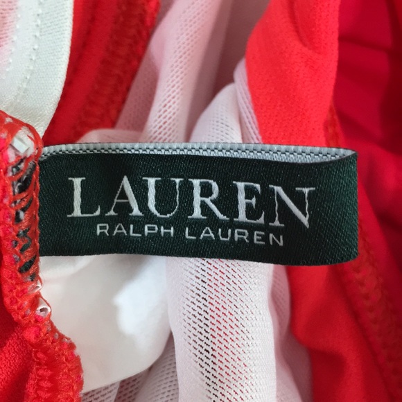 Lauren Ralph Lauren Red Ruffle One Piece Swimwear Size 10 - Picture 7 of 13